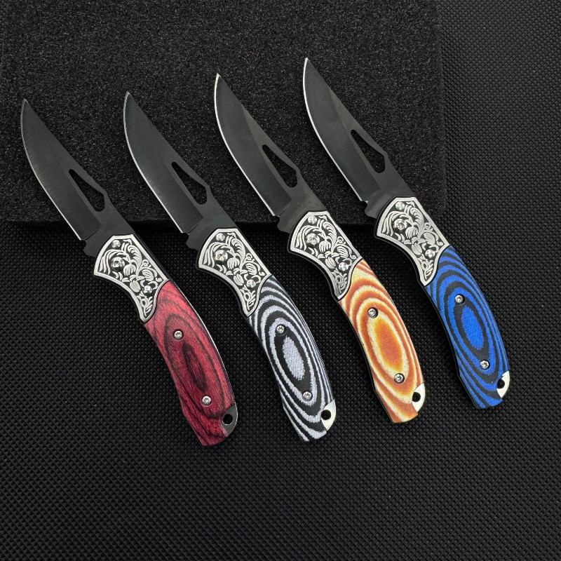 Portable Folding Knife with Back Clip Stainless Steel Blade Without Lock Buckle Outdoor Travel