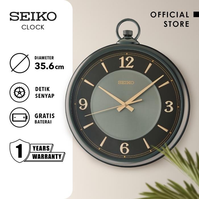 Jam Dinding Seiko Qxa843K Detik Senyap Black Dial Original
