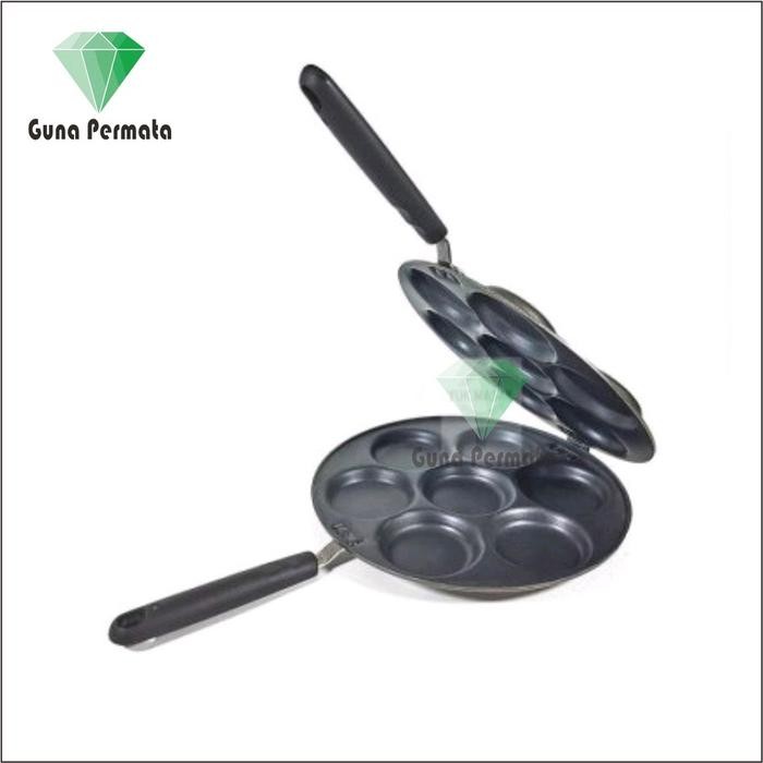 Happy Call Teflon Loyang Cetakan Kue Lumpur Sorga Double Pan 7 - 14 Lubang Datar Bolak Balik