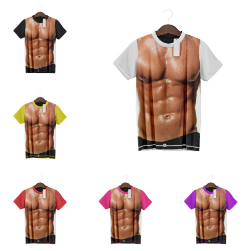 Kaos Sixpack 3D Baju Printing Dewasa Beragam Warna Unisex Pria Dan Wanita 067BB001 - Mega Clothing