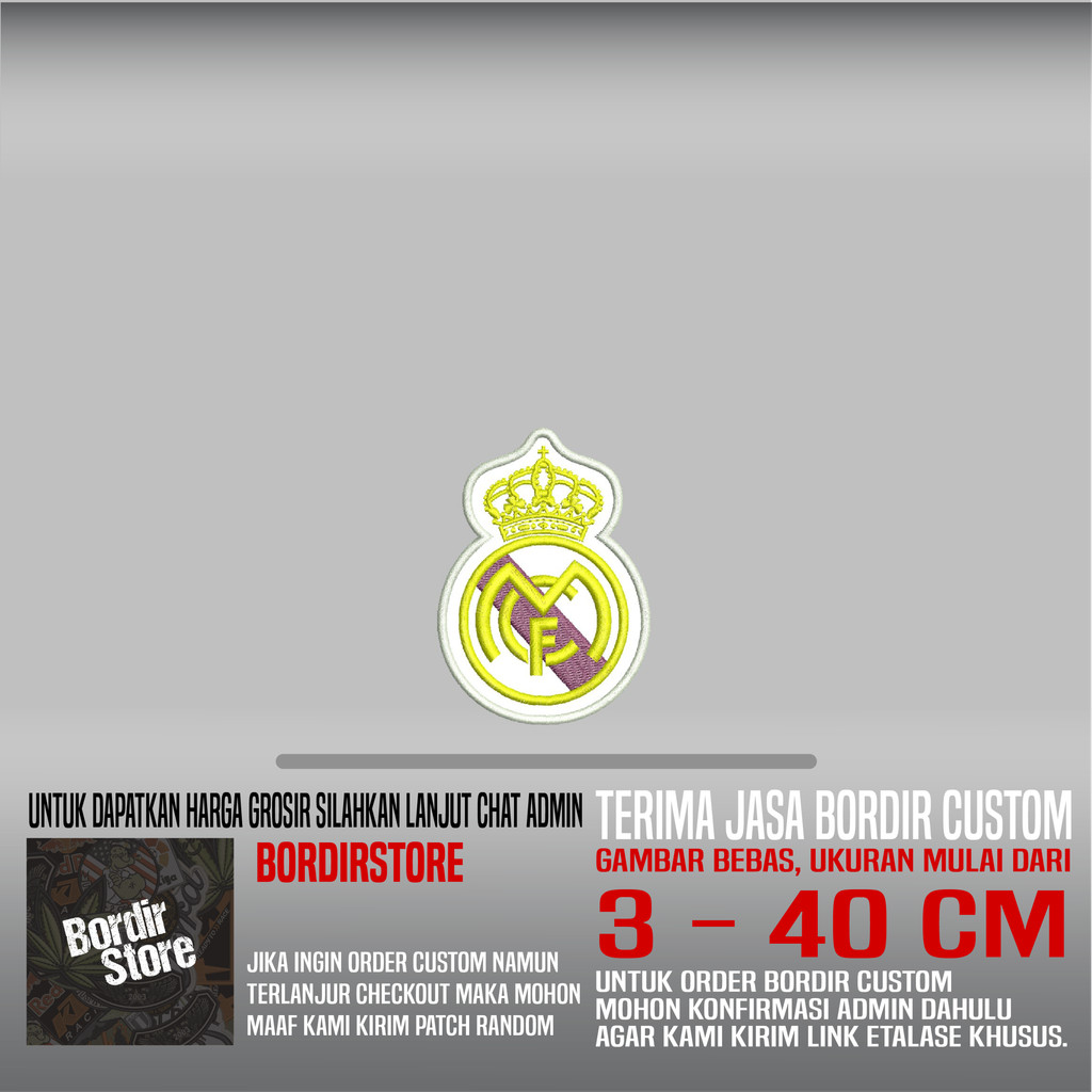 REAL MADRID PUTIH KUNING COKLAT BS-478 PATCH BORDIR LOGO/EMBLEM