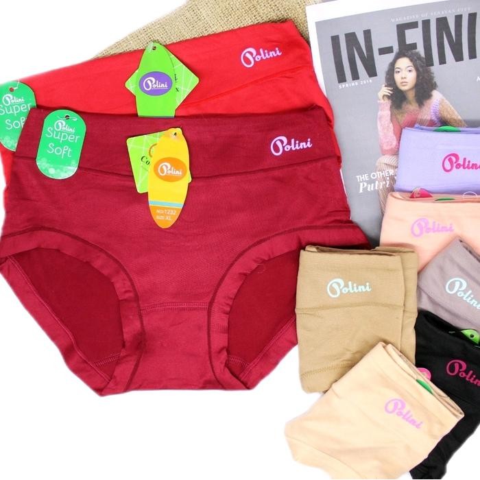 yrka- Celana Dalam Wanita Polini 1232 Polos 3 & 6 Pcs Seksi Katun Dewasa