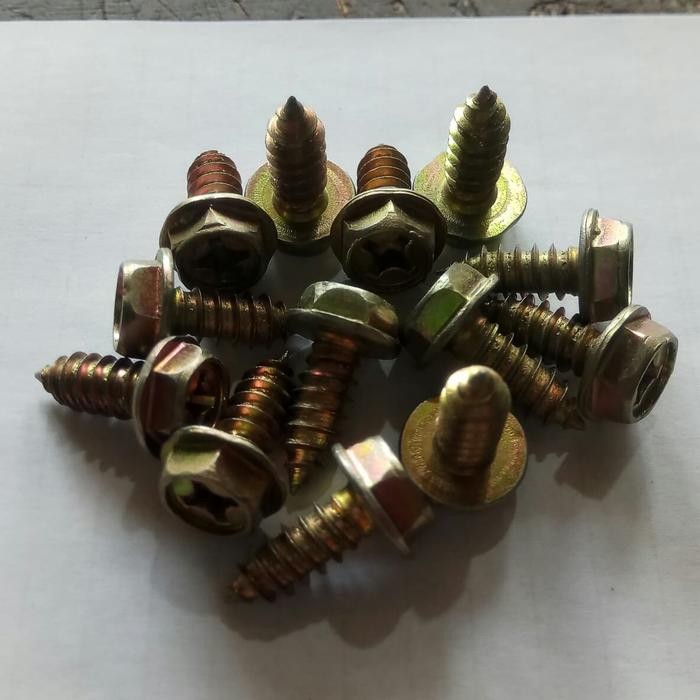 Jual Baut Sekrup Obeng+ Baut 10 Kuning Ukuran Panjang 1.5Cm