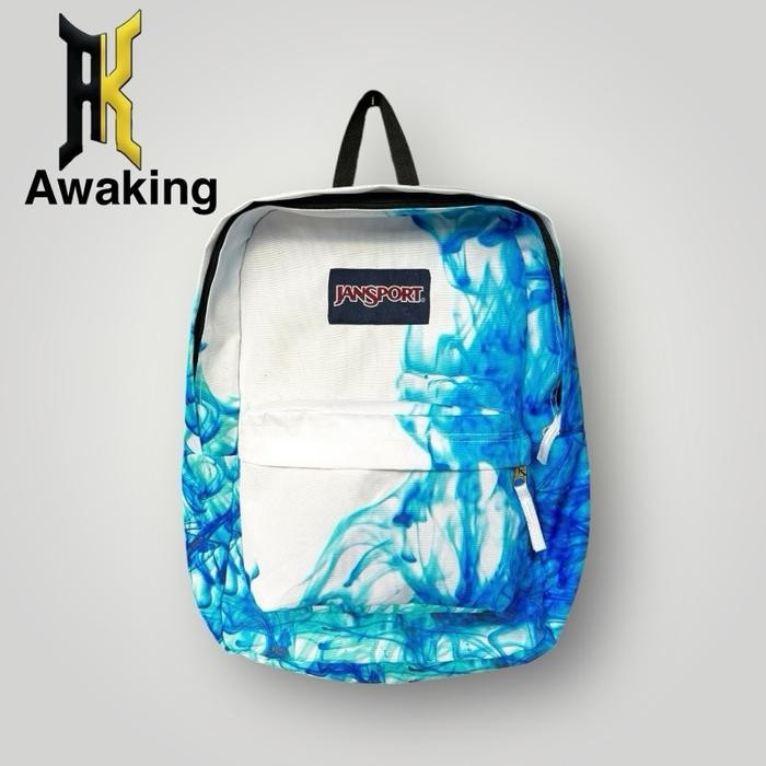 ORIGINAL Tas Jansport motif asap biru ungu Backpack biru Pule READY STOCK