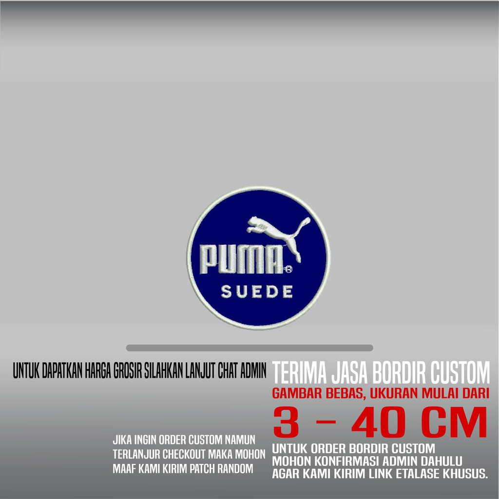 PUMA SUEDE BIRU PUTIH PATCH BORDIR LOGO/EMBLEM | HDP-432