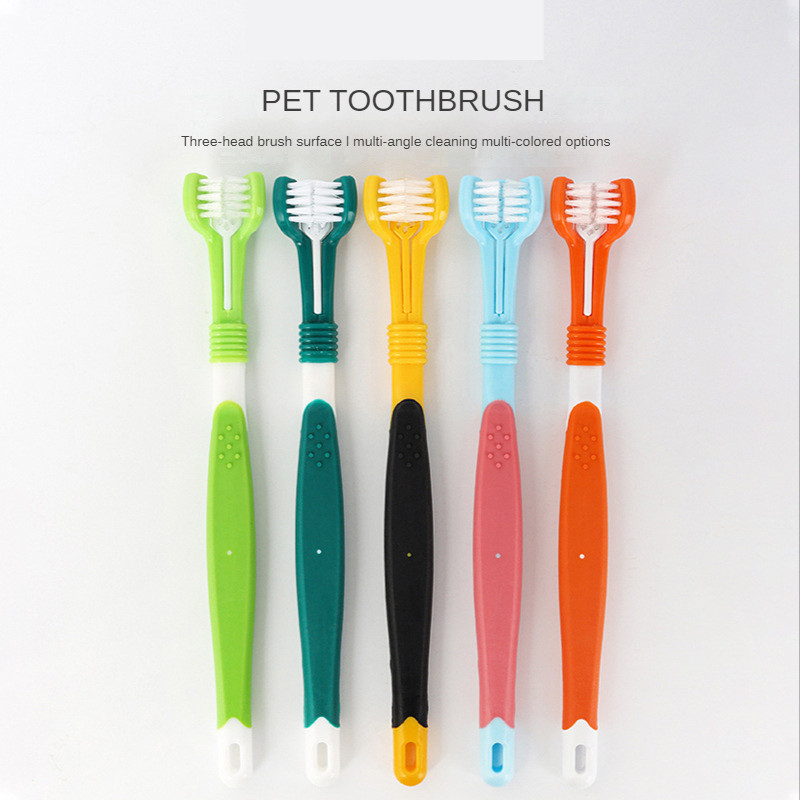 Dog Toothbrush Pet Toothbrush Oral CleaningDog Toothbrush Pet Accessories Cat Toothbrush Three Head 