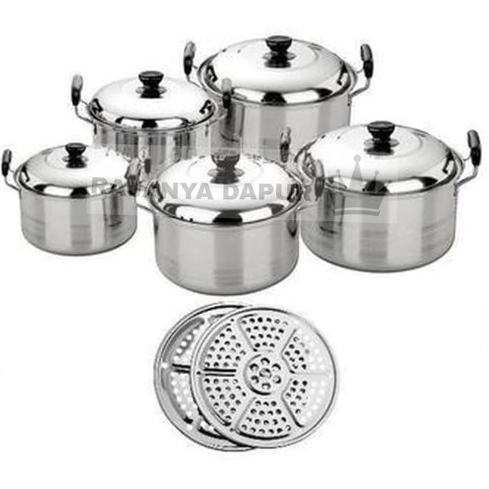 HariPromo- Panci Kingko 555 Steamer - Panci Set Stainless 555