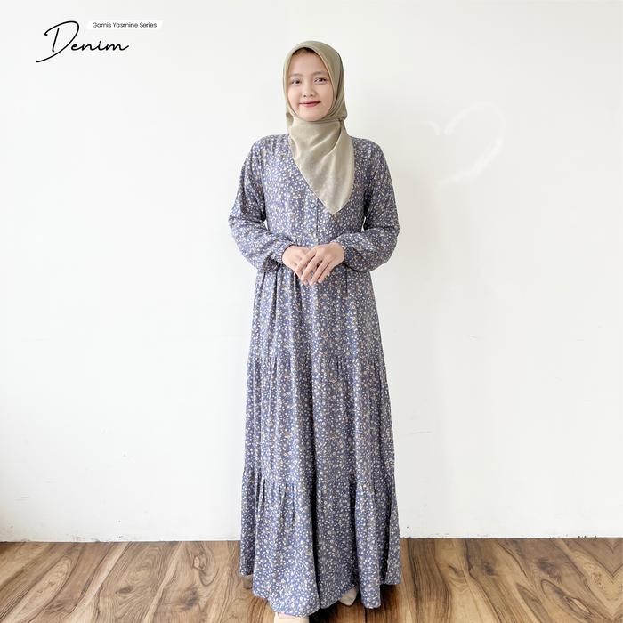 KirimCpT- (New Product) Gamis Dewasa Motif Yasmine Series By Gamisa.Id - Bahan Rayon Viscose
