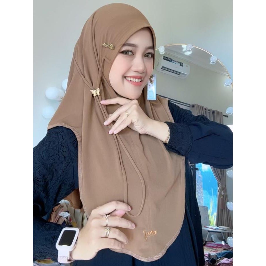 KirimCpT- Hijab Instan Doa Ibu Lorra Size S M Dan L Bahan Jersey Hq Siria Tali Stopper