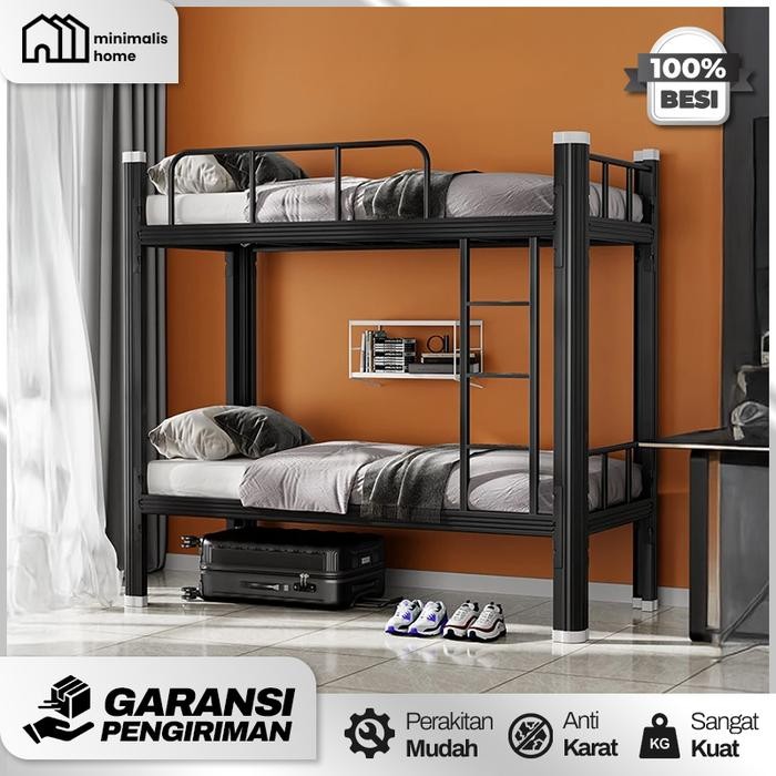 [Termurah] Tempat Tidur Besi Bertingkat 2 Susun Ranjang Anak Bersusun 2 Tingkat Desain Minimalis,