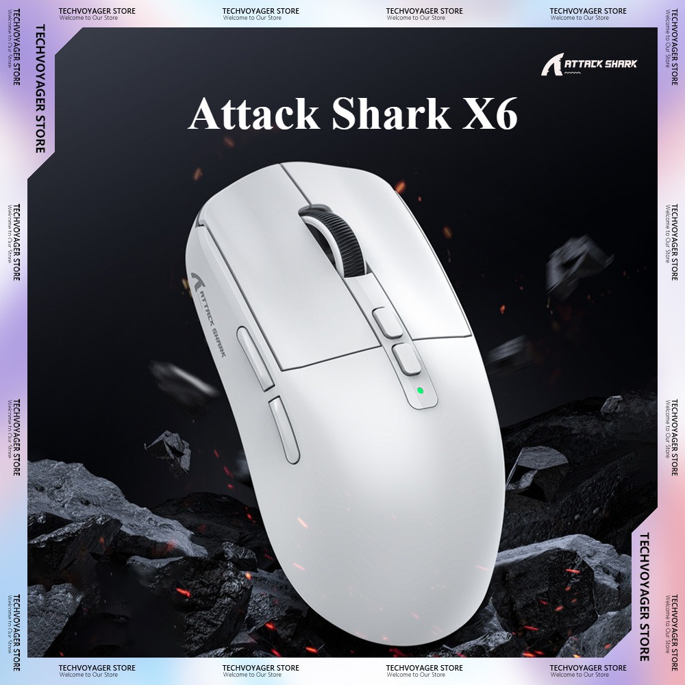 Attack Shark X6 Paw3395 Gaming Mouse 2.4G Wireless Bluetooth Wired 3 Mode Mouse Rgb Touch Magnetic