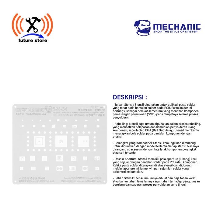 MECHANIC S24-34 CETAKAN IC 0.12M Exynos3470/7580/7880 CPU UNIVERSAL SAMSUNG A520/A310/S5 MINI,