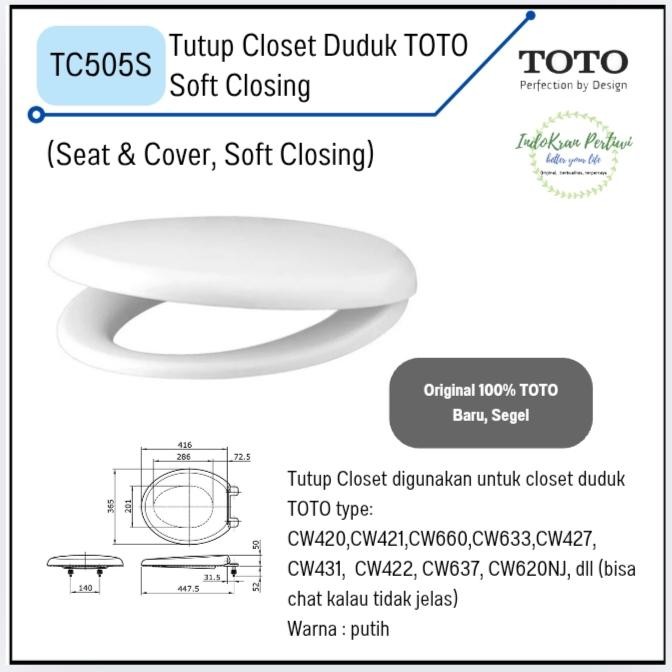 03h2- Tutup Closet Duduk Toto Tc505S (Soft Closing)/ Seat & Cover Toto