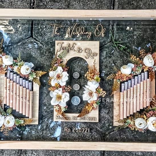MAHAR RUSTIC MAHAR PERNIKAHAN BUNGA KERING TRANSPARAN DOBEL AKRILIK