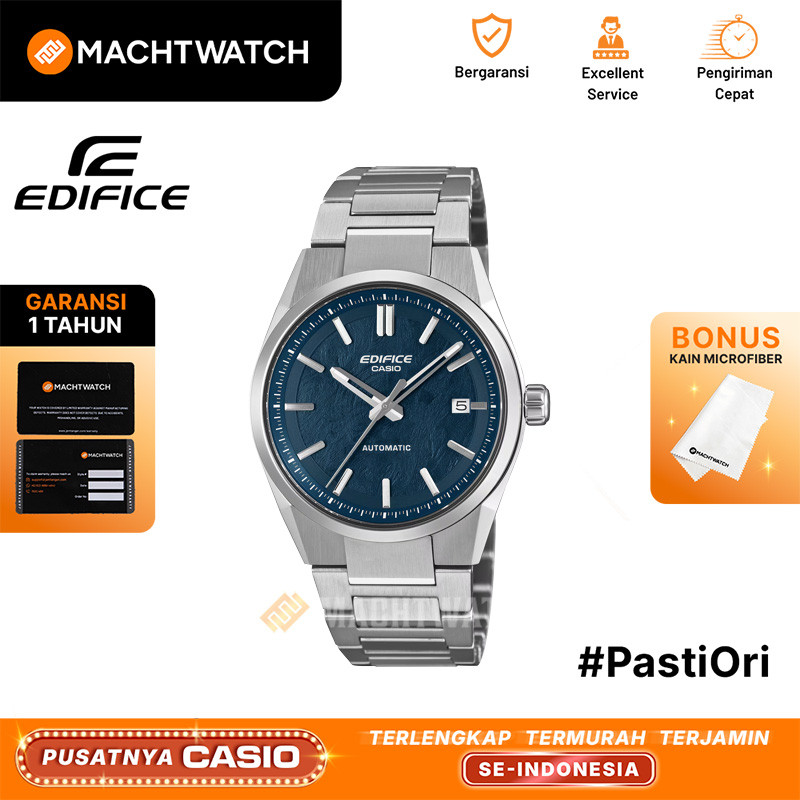 Jam Tangan Pria Casio Edifice EFK-110D-2AJF Men Automatic Textured Blue Dial Stainless Steel Band (J