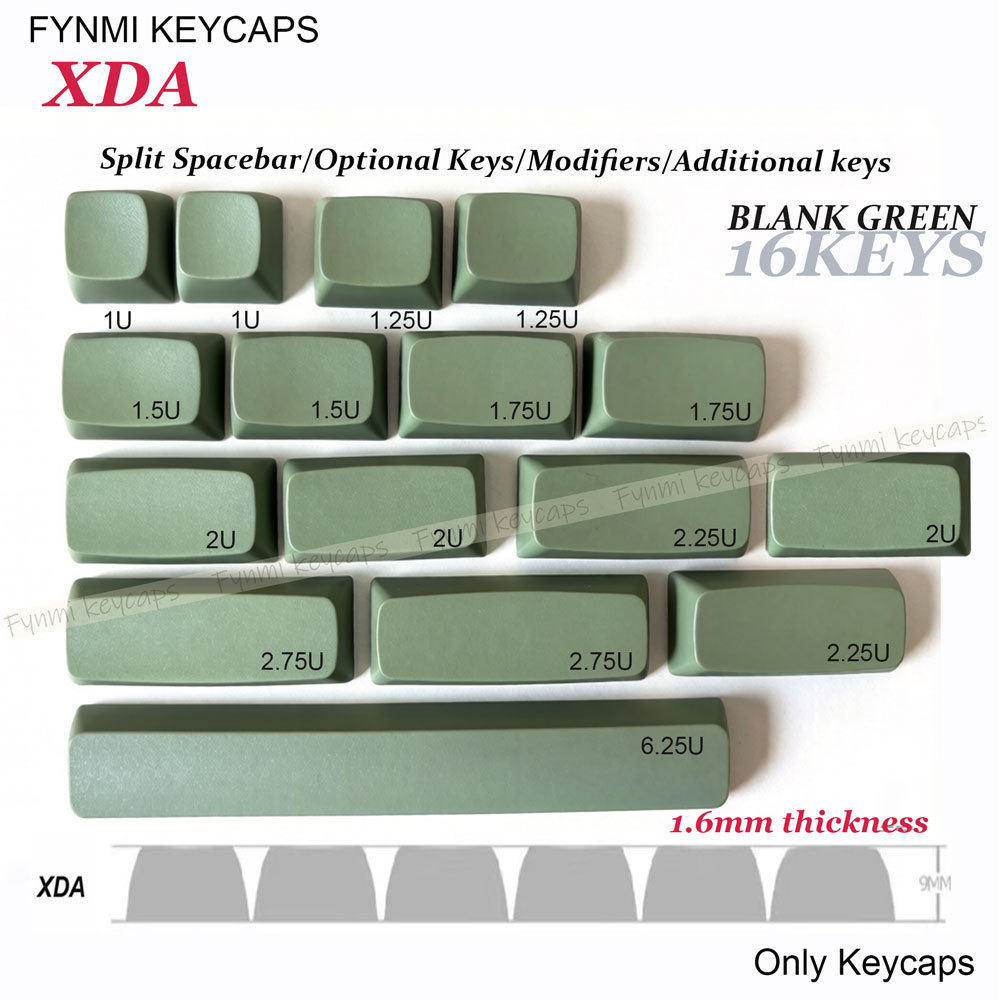 Fynmi XDA Optional Keycaps 1/1.25/1.75/2/2.25/2.75/6.25U Blank white/Green/Milk PBT Additional