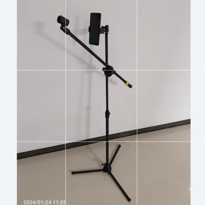 Premium Stand Mic Panjang Maruni 2 Holder Mic Bahan Tebal Hitam Holder Mic Hp Original