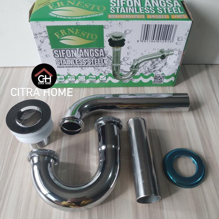 Ernesto Sifon Wastafel Leher Angsa Stainless 1.1/4"