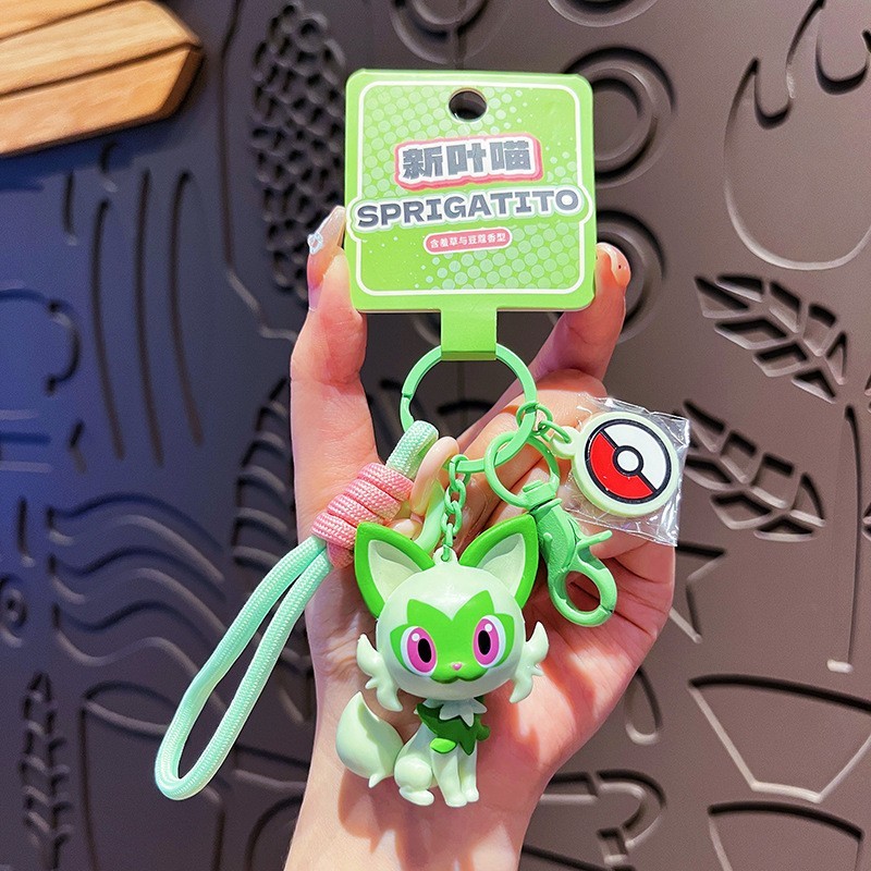 Pok mon Aromatherapy Keychain Pikachu GENGAR SPRIGATITO SYLVEON FUECOCO QUAXLY Doll Handmade Pendant