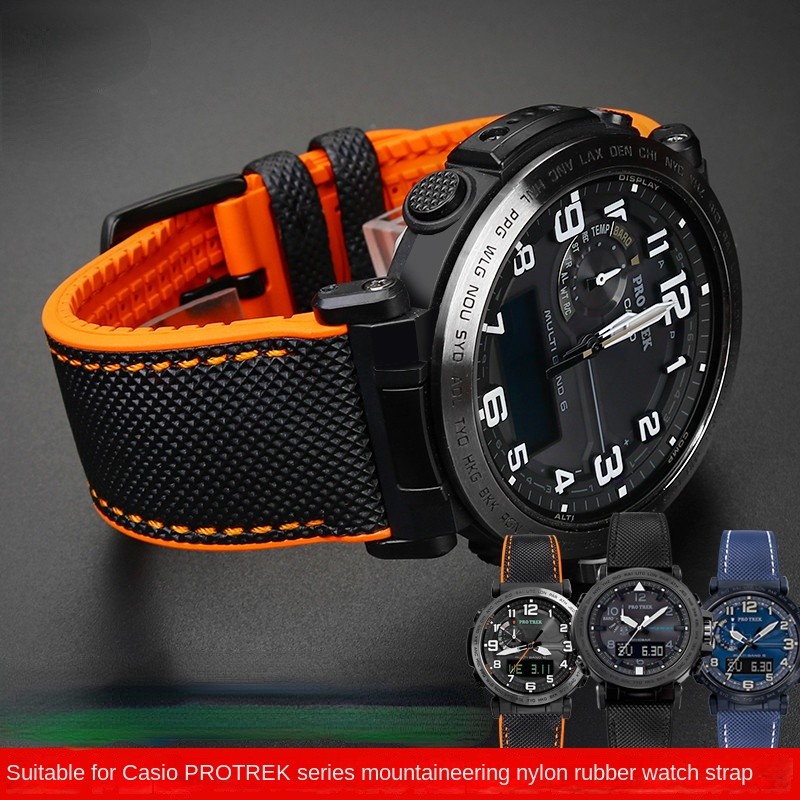 For Casio PROTREK Mountaineering watchband PRG-600/PRG-650 PRW-6600/ PRW-6800 nylon soft rubber