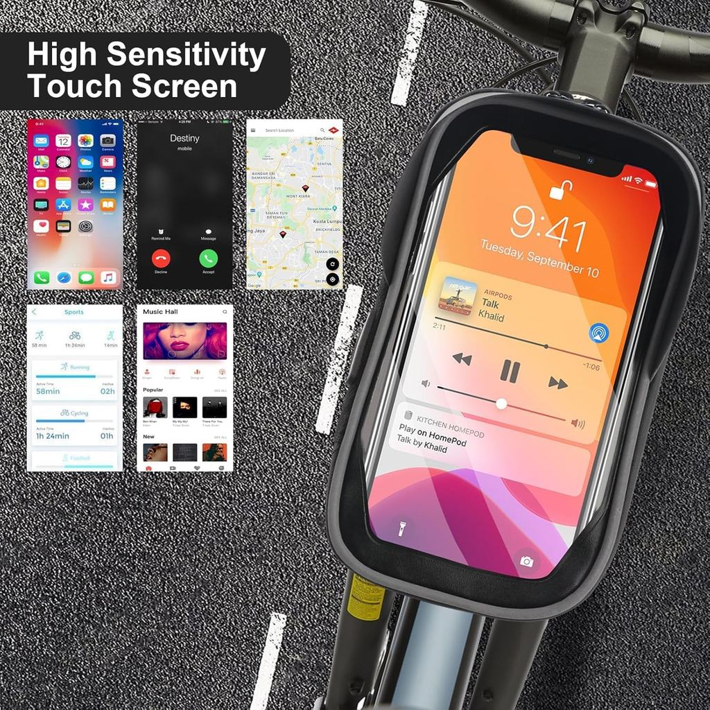 Bike Phone Handlebar Bag Holder Bike Phone Holder Waterproof Bike Bag TPU Touch Screen Handlebar