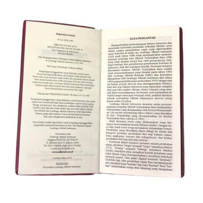 TERMURAH Alkitab Katolik Perjanjian Baru PB -LBI TB 2 Buku Rohani Kitab Suci Katolik