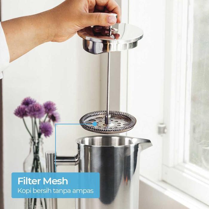 French Press Coffee Maker Stainless Steel Pembuat Kopi Manual Press Kopi