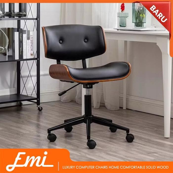 Herman Miller Luxury Wooden Computer Chair Kursi Kerja Comfort Adjustable Height - Black
