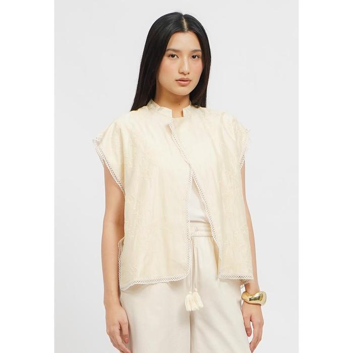 Et Cetera Oversized Vest with Lace Trim ECRU - ECRU, 6