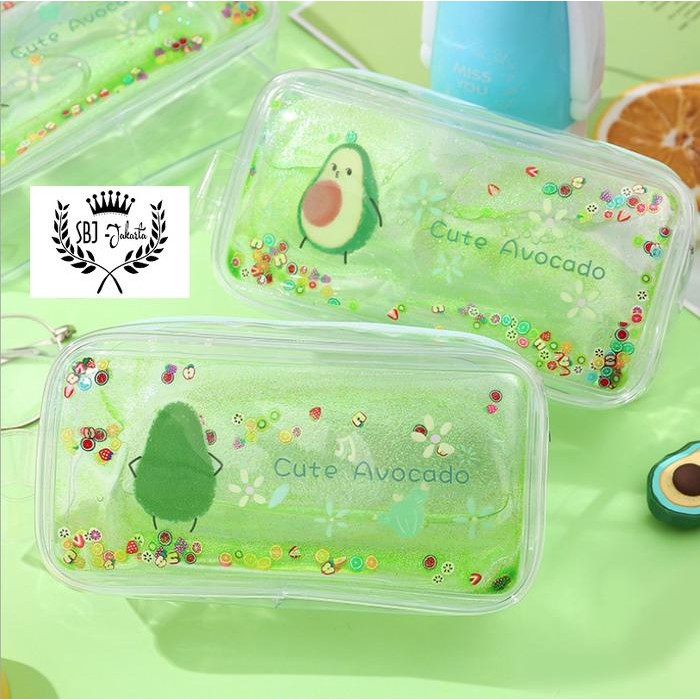 

Tempat pensil Kotak Pensil Motif avocado peach / Tas kosmetik GLITTER AVOCADO PEACH Alat Hijau
