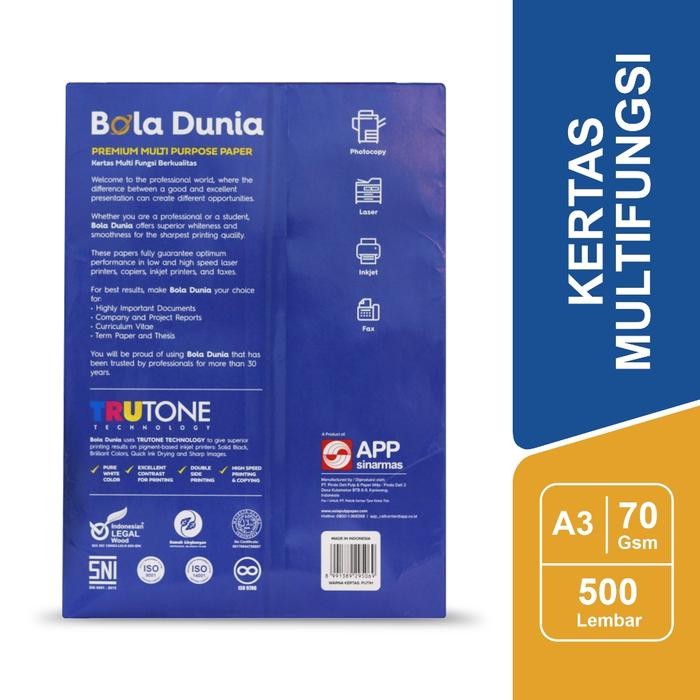 

Bola Dunia Kertas Print / Fotocopy HVS 70 GSM A3 per RIM - BDA PC 70 A3G