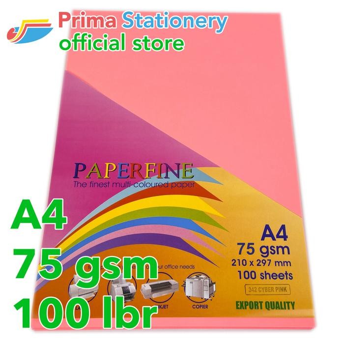 

Paperfine Kertas HVS Warna A4 IT 342 Cyber Pink isi 100 lbr [TC]
