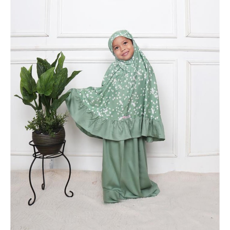 Mukena Anak 3-12 tahun material Rayon vulana Sage Green