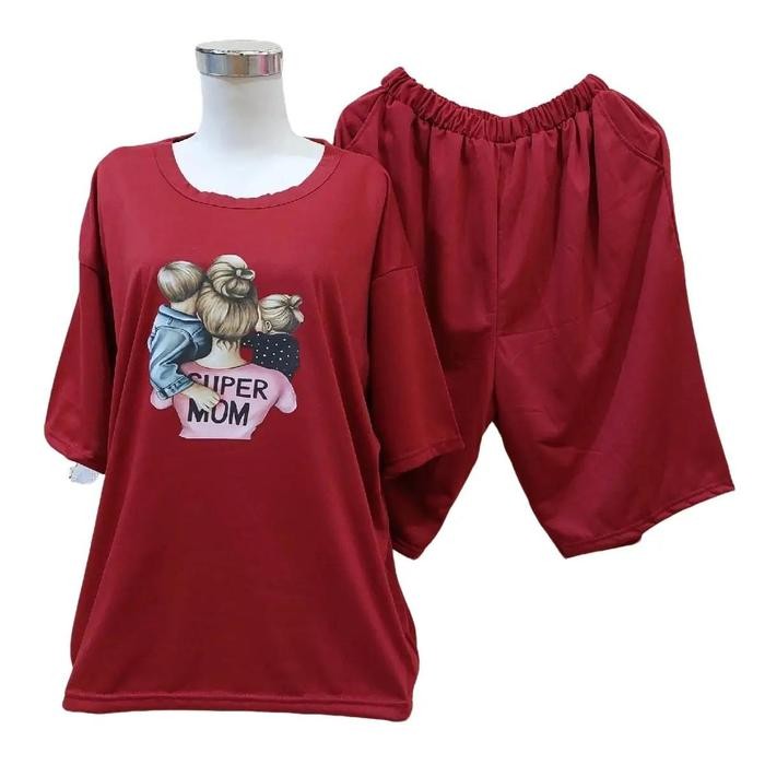 Pilihan- Baju Setelan Wanita Jumbo Ld 130 Ada Saku / Kantong Bahan Babyterry One Set Kaos