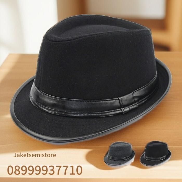 Topi Kulit FEDORA Asli Garut/Topi Laken Fedora Asli Kulit Import