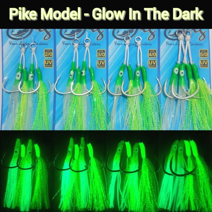 Terbaik Assist Hook Gid Pike Kail Jigging Cumi Glow In The Dark Utk Metal Jig Lure 100% Ori