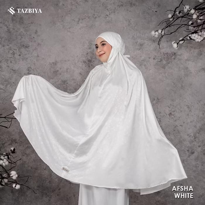 mukena tazbiya premium emboss 2in1 afsha seriesmukena silk nikahmukena putih tazbiya