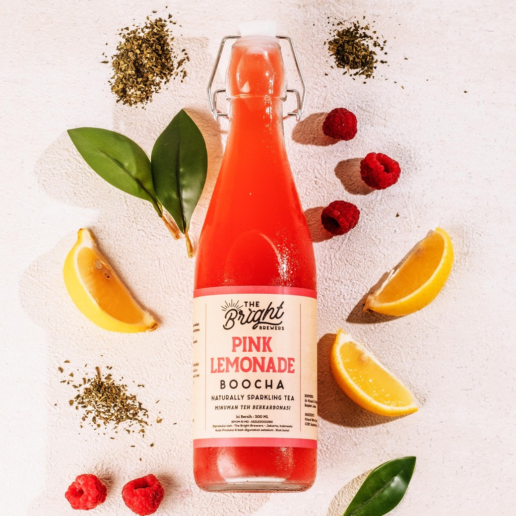 

Lemon Berry Kombucha 500 ML Sparkling Tea - Teh Fermentasi Botol Kaca