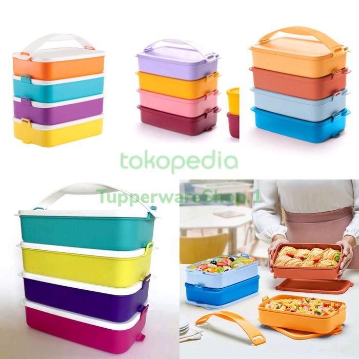 Tupperware Original Rantang Click To Go Wadah Bekal Aneka Warna