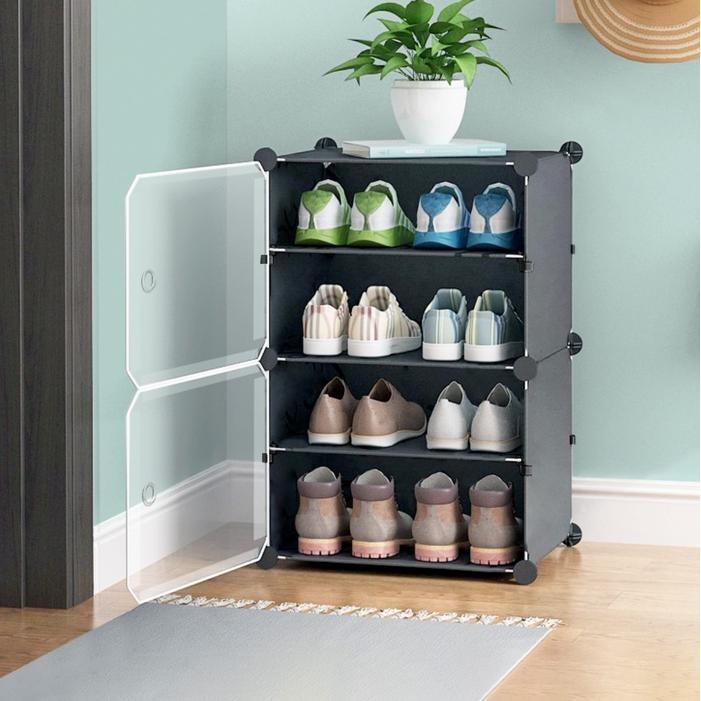 , Rak Sepatu Rak Portable Anti Debu 4 Susun
