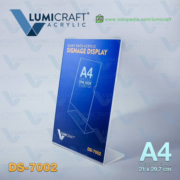 

OJ Signage Display Stand Acrylic A4 Model L - Tent Card Akrilik Slant Back Vertikal Ukuran A4 Satu