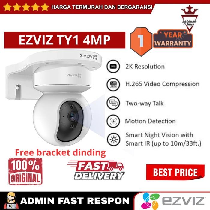 New Ezviz TY1 4MP Smart Wifi Pan Tilt IP Camera Cctv Indoor Two Way Audio