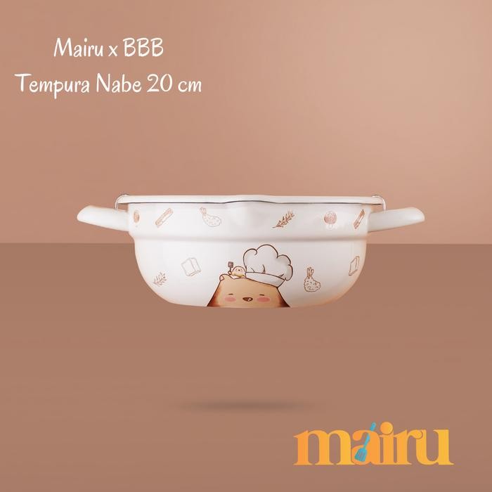 Mairu X Big Bear & Bird Tempura Nabe Panci Penggorengan Enamel 20 Cm