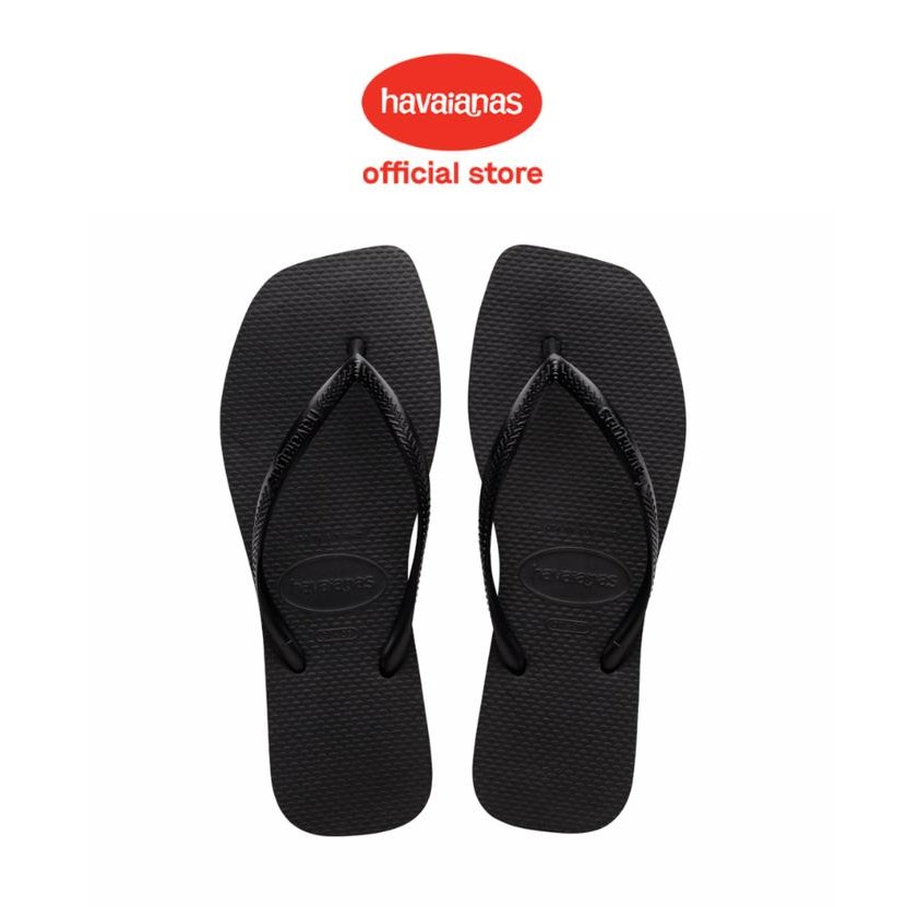 Pilihan- Havaianas Slim Square 0090-Black - Sendal Wanita Karet Square Toe Hitam
