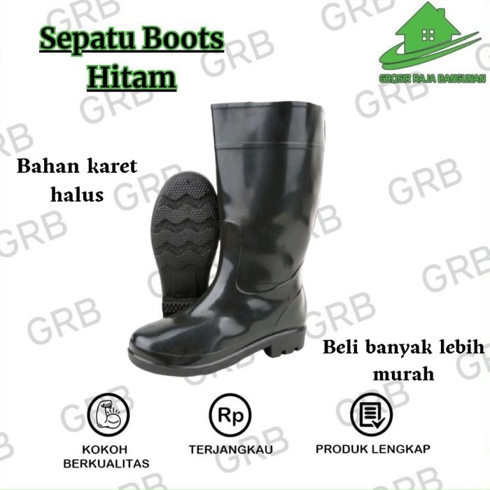 Compass - Sepatu Boots Proyek Full Karet Tinggi 38Cm - 39Cm Ukuran39 40 41 42 43 Hitam