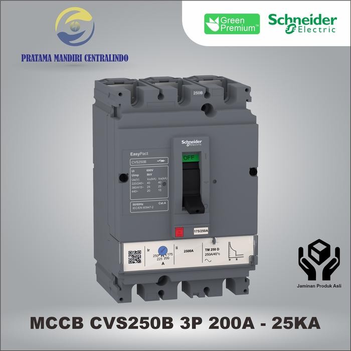 Mccb 3P 200A Cvs250B Schneider 3 Phase 200 Ampere - 25Ka 525302