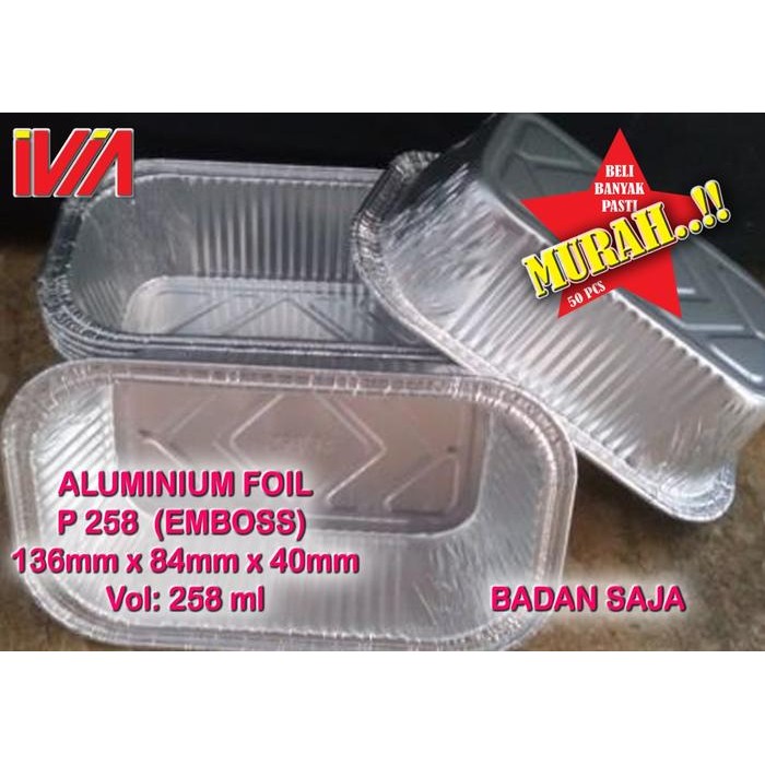 P 258 badan Alu Foil Cup Aluminium Alumunium Pastel makaroni schotel