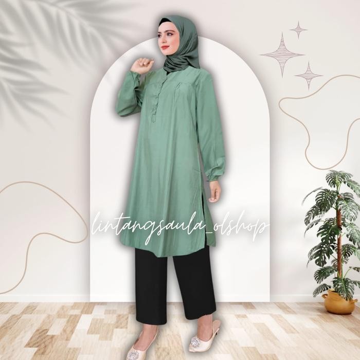 Tunik polos viscose jumbo hijau Sage