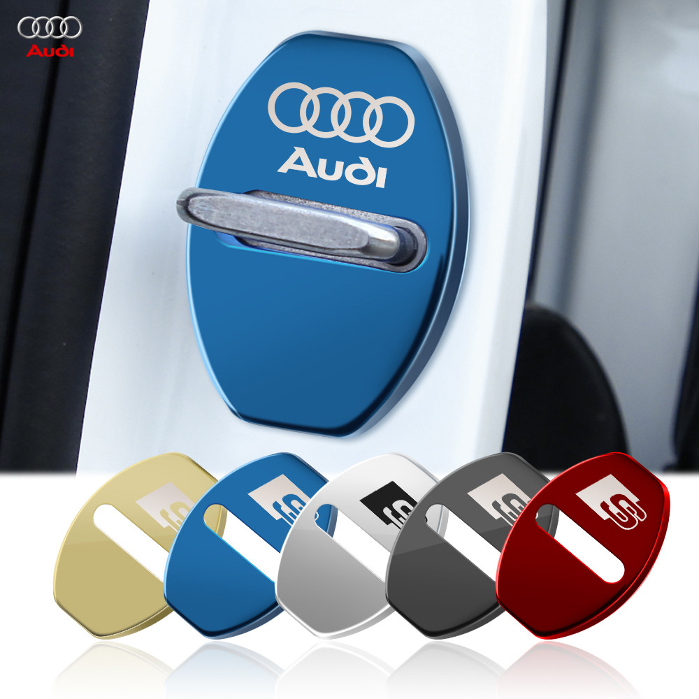 IMPORT 4PCS Car Door Lock Cover Case Sticker Auto Accessories For Audi S A4 B5 B6 A3 8P 8V 8L A5 A6