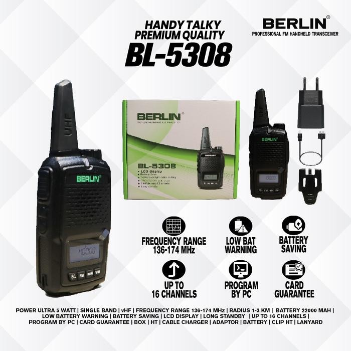 Ready Walkie Talkie HT Berlin BL 5308 Single Band Vhf Asli